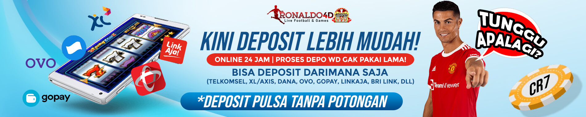 Depo Via Pulsa Fee 0% di Ronaldo4d